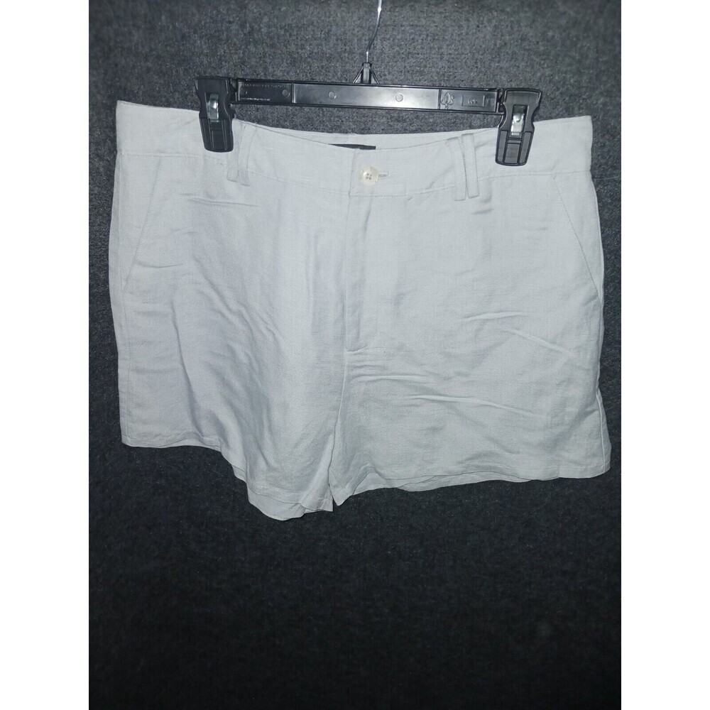 Paige Women Gray Devanne Linen Blend Back Welt Pockets Shorts 10 Dove Grey Blue